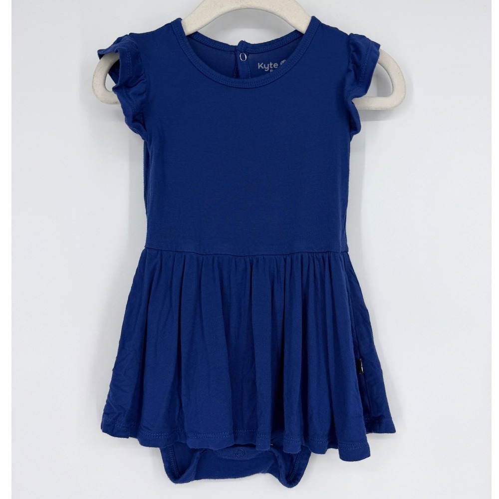 Kyte Baby Girl's Royal Blue Ruffle Skirted Bodysuit Dress Sz 18-24 Months